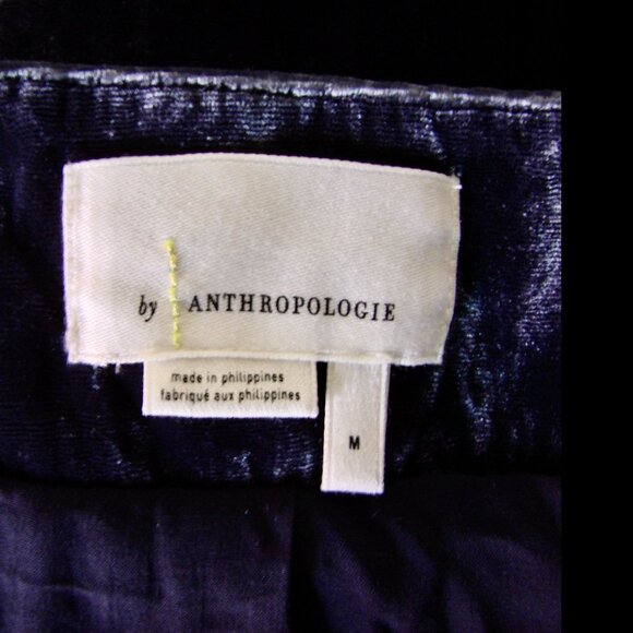 By Anthropologie Esme Blue Velvet Kimono Jacket Loose Fit Open Front Size Medium - Picture 7 of 11